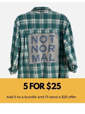 Custom upcycled “Not Normal” vintage plaid flannel. L